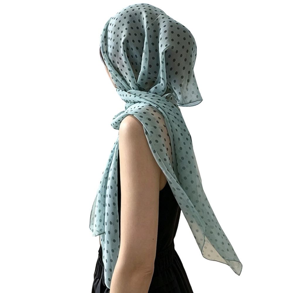 Lightweight Polka Dot Scarf Versatile Female Headscarf Elegant Sunscreen Shawl Spring зелёный