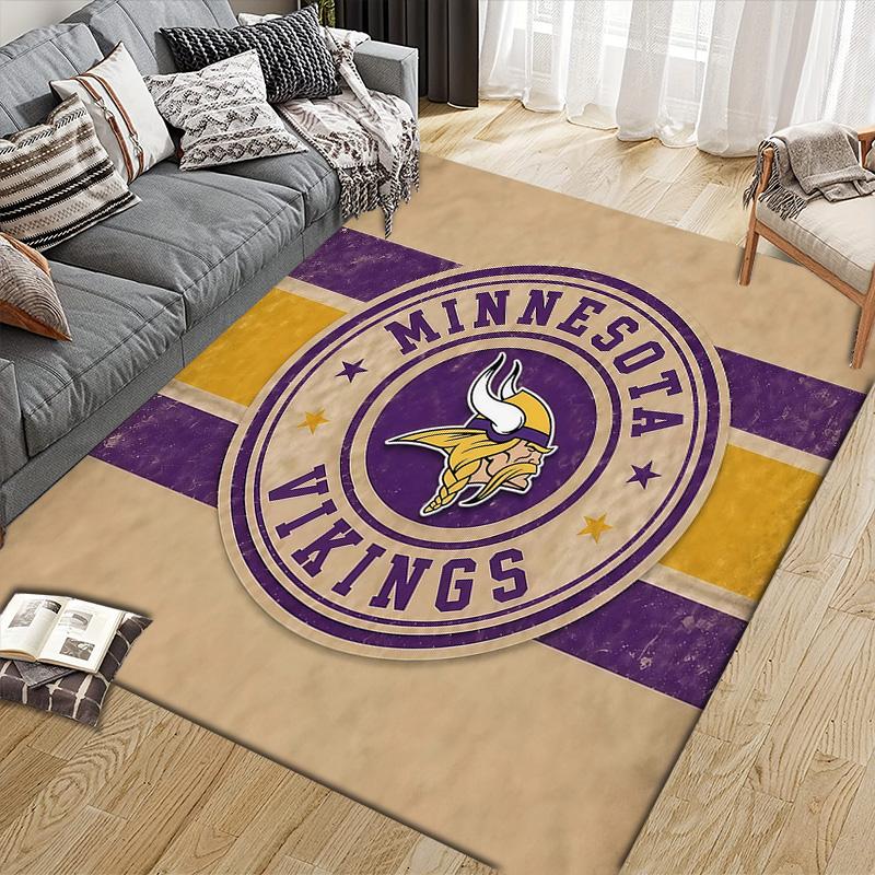 Minnesota Vikings3 Flannel Pattern Square Carpet,Area Rug,Carpet Rug for Living Room Bedroom Sofa Playroom Decor,Non-slip Floor Mat