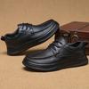 Mid To Old Age Men's Round Top Cowhide Leather Shoes for Autumn and Winter New Soft Soled Low Cut Business Cocktail Casual Leather Shoes