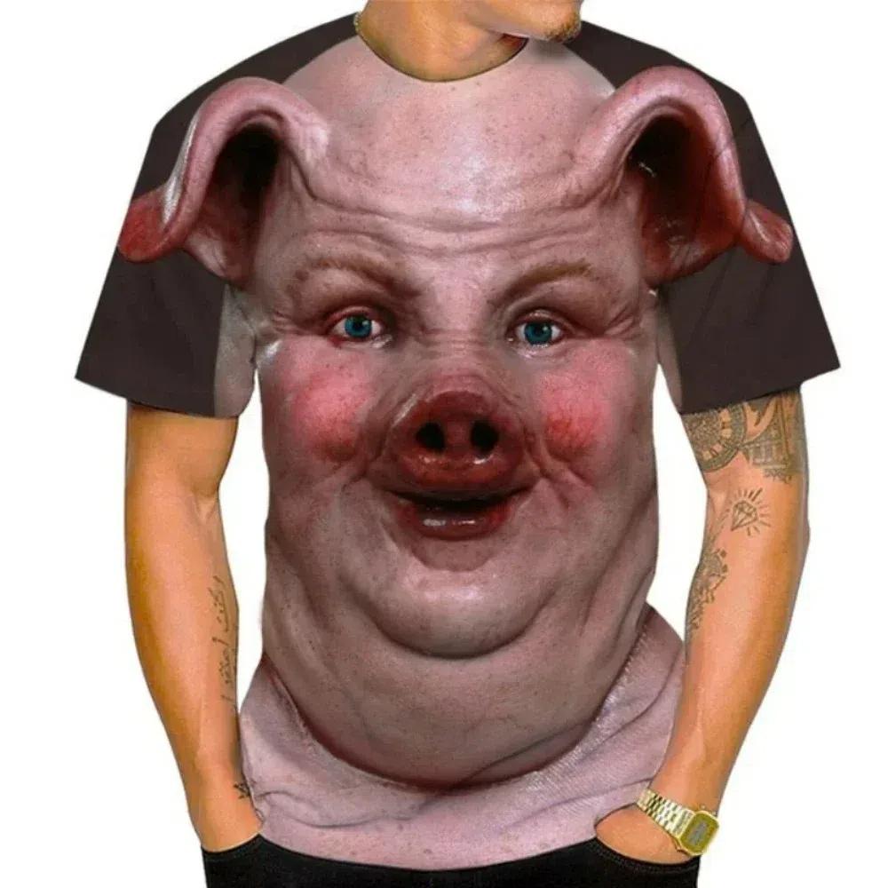 Fashionable and Fun Men's and Women's T-shirts, Short Sleeved Tops with Customized Pork Prints, Summer Casual 3D Prints, Best-selling, 2025