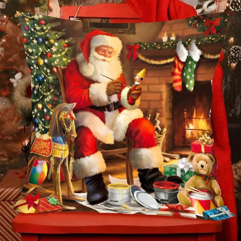 Christmas Cushion Cover Santa Decorative Throw Pillow Case Christmas Decorations For Home Navidad Natal Gifts New Year