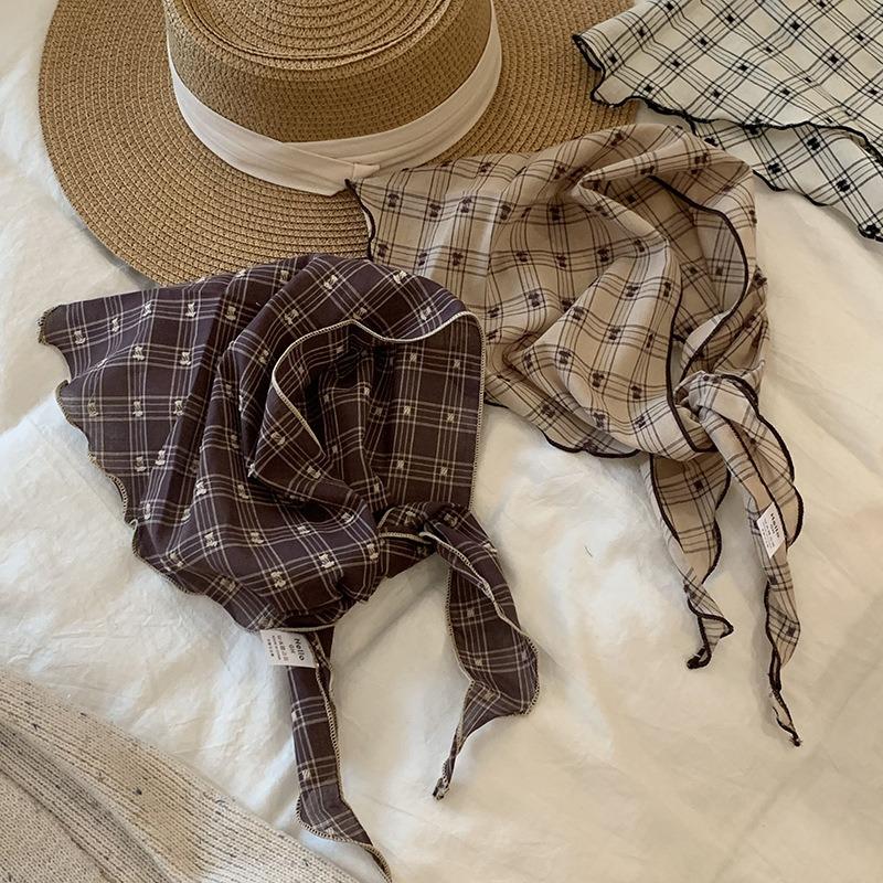 Headscarf Summer Women's Pastoral Spring and Summer Fashion Small Scarf Silk Scarf Tied Headband Triangle Scarf Scarf Women's Silk Scarf