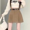 2026 Autumn/Winter Korean Academy Corduroy High-Waist A-line Pleated Skirt