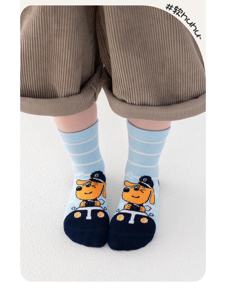 Labrador Kids' Mid-Tube Cotton Socks - Cute Cartoon Styles for Boys (Spring, Autumn, Winter)