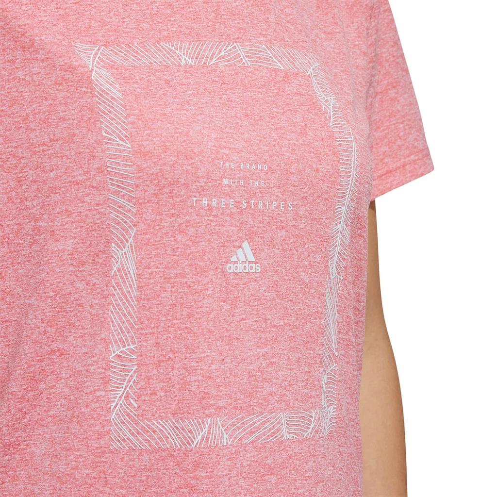 Adidas Logo Print Round Neck Short Sleeve T-Shirt Women Tops Pink FM5272