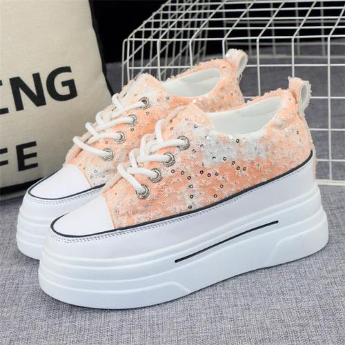 Fashion Woman Height Increasing Shoes 8CM Heels Spring Summer Wedges Breathable Women Sneakers Casual Platform Trainers White Shoes