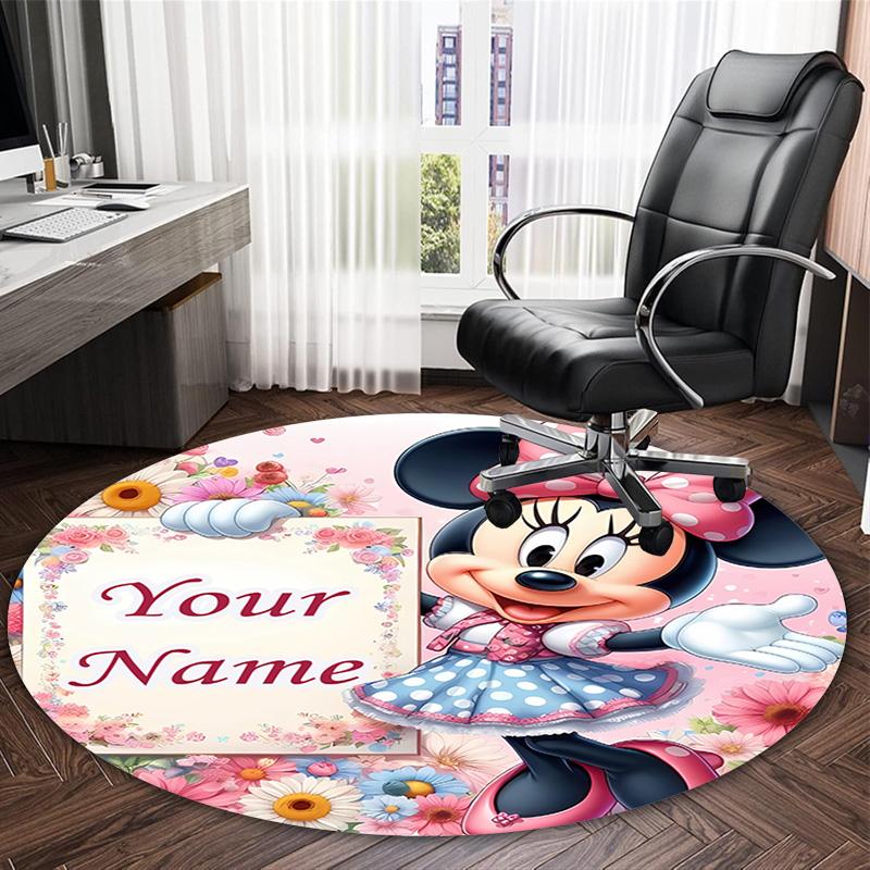 Customizable Minnie (18) Round Non-Slip Carpet - Ideal for Garden, Picnic, Office, Perfect for Decoration, Suitable For All Seasons