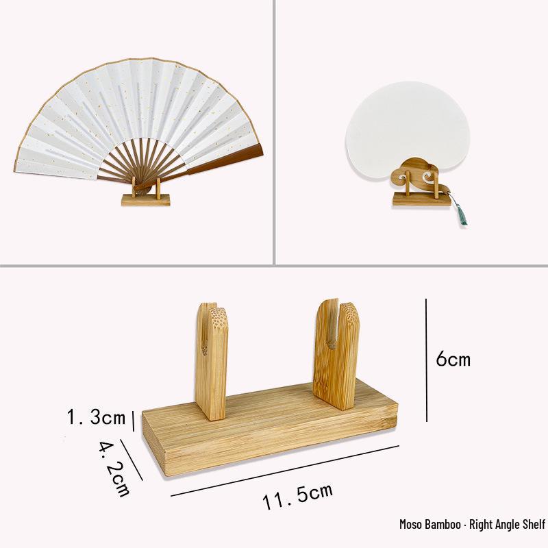 Chinese Bamboo Wood Fan Stand: Ancient-Style Round Fan Holder for Bridal or Palace Fans