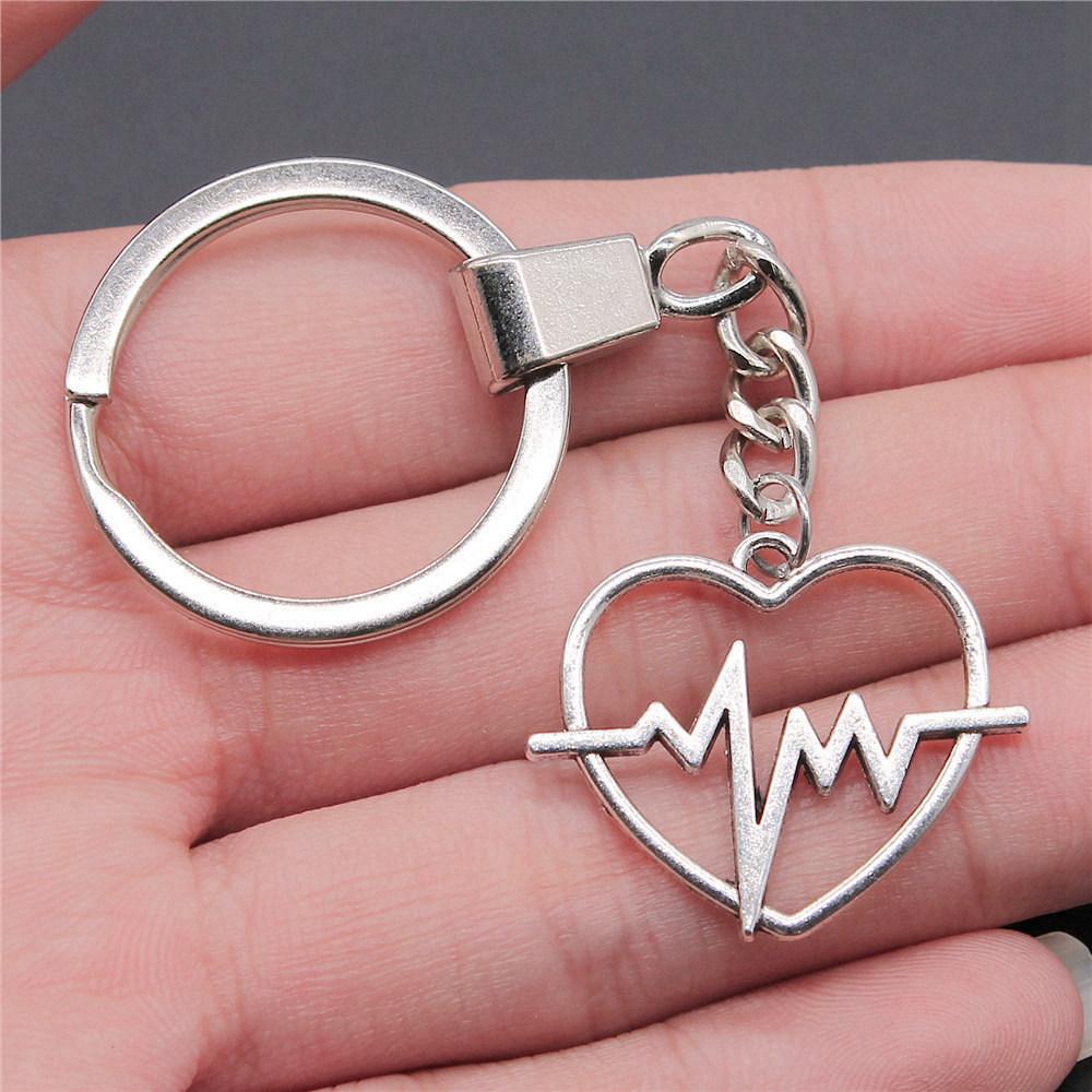 30mm Keychains Peach Heart Tags Wedding Jewelry Findings QY034