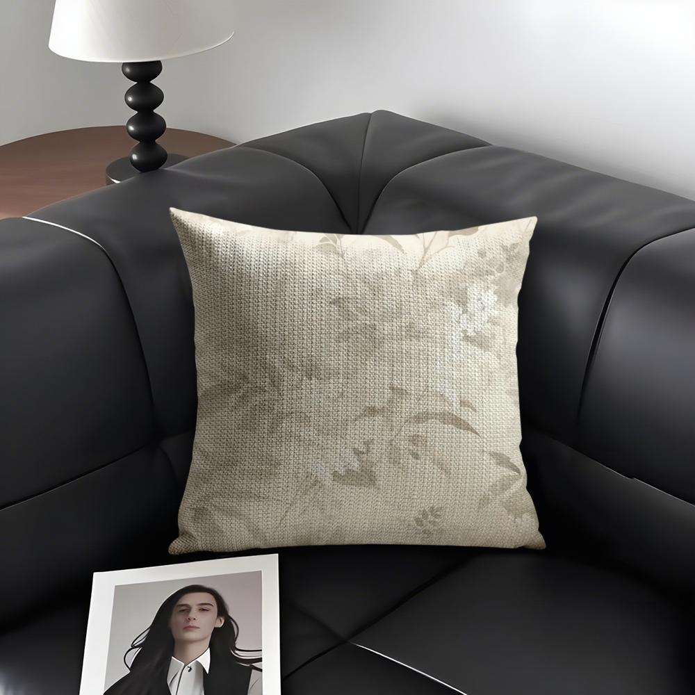 French Retro Print Cushion Cover Natural Linen Organic Fabric DoubleSided Printing Sofa Home Decor Gift Pillow Case