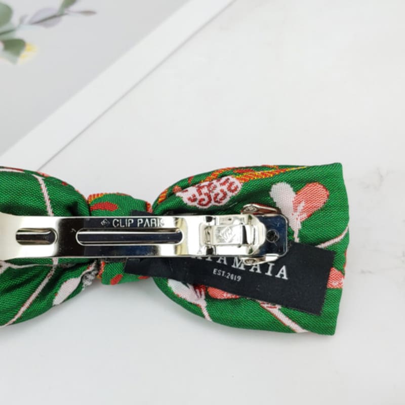 MAIA Rose Jacquard Ribbon Pin - D Green