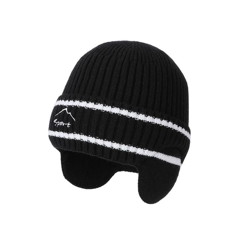 

Knit Beanie Hat For Men Women With Design And Fleece Lining For Winter Sports чорний