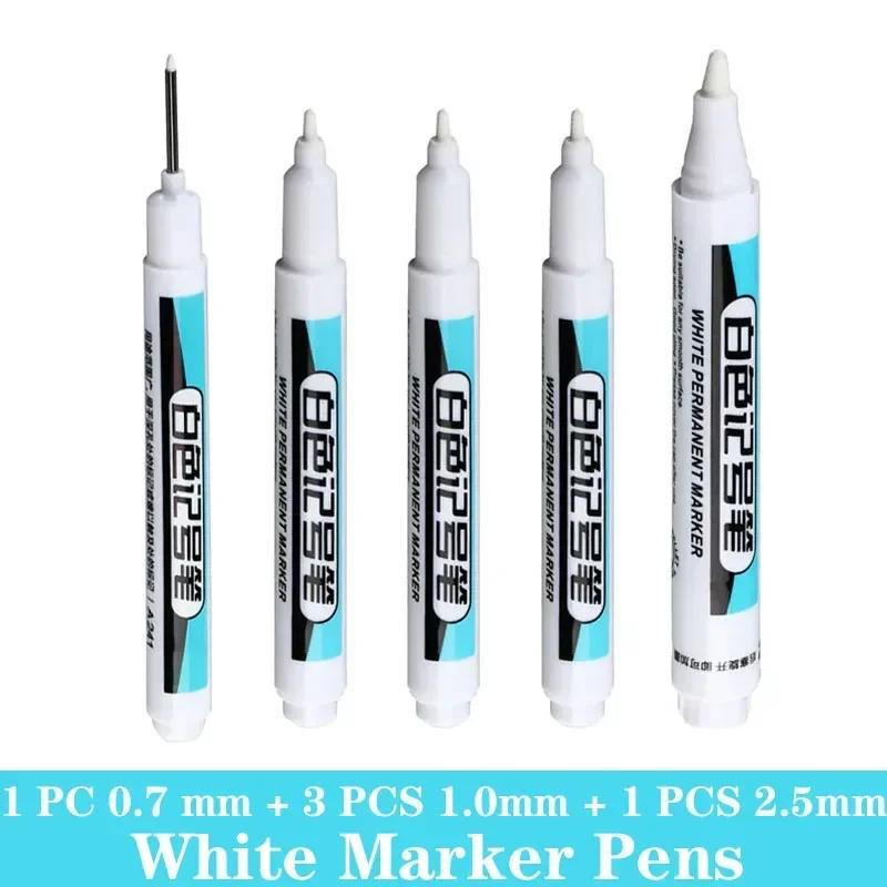 1/3/5 PCS White Paint Markers Pens Oily Waterproof Plastic Large Capacity White Marker School Supplies Stationery 0.7/1.0/2.5mm
