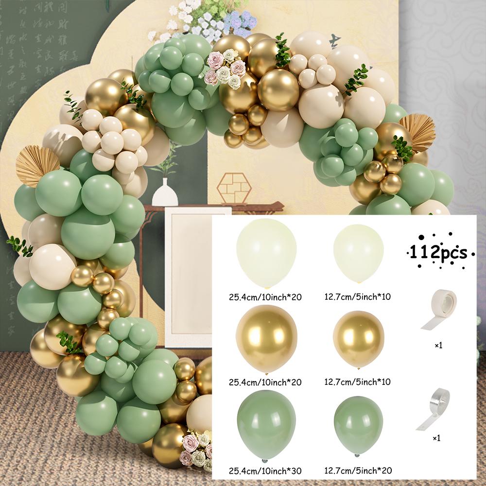 

103 шт. Ретро зелений білий гірлянда з повітряних куль бежевий пісок арка з повітряних куль набір прикраса для фону на день народження весілля день святого Валентина 10inch