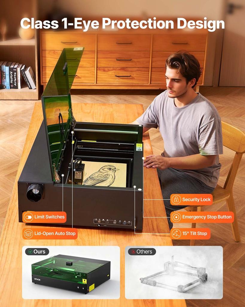 Laser Engraver, 20W, Laser Engraving and Cutting Machine with Enclosure Camera, Laser Cutter, 36000 mm/min, 500 x 320 mm Working Area, for Wood,