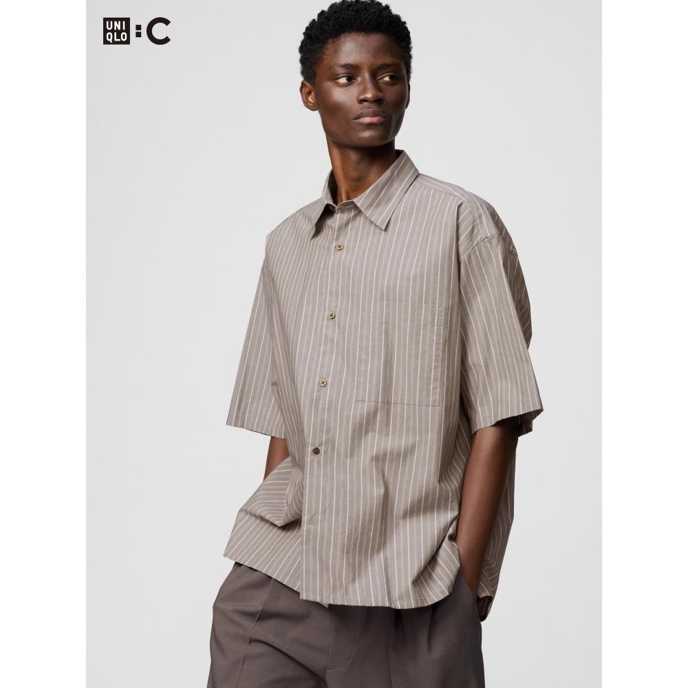 Uniqlo BroAdcloth Oversized Shirt  Short Sleeve  Stripe A