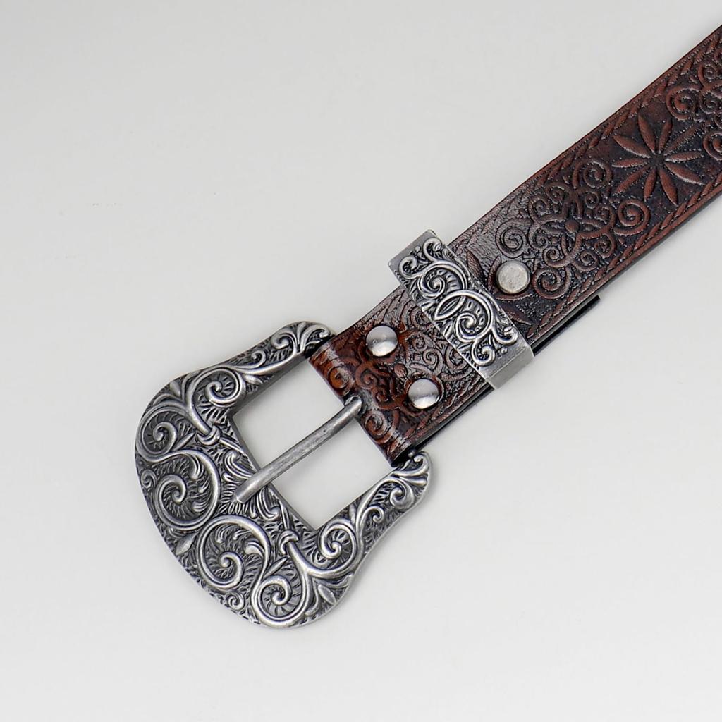 [Lamerry] Buckle Belt Western Vintage American Casual Belt Large y2k 112cm Men's Women's Brown