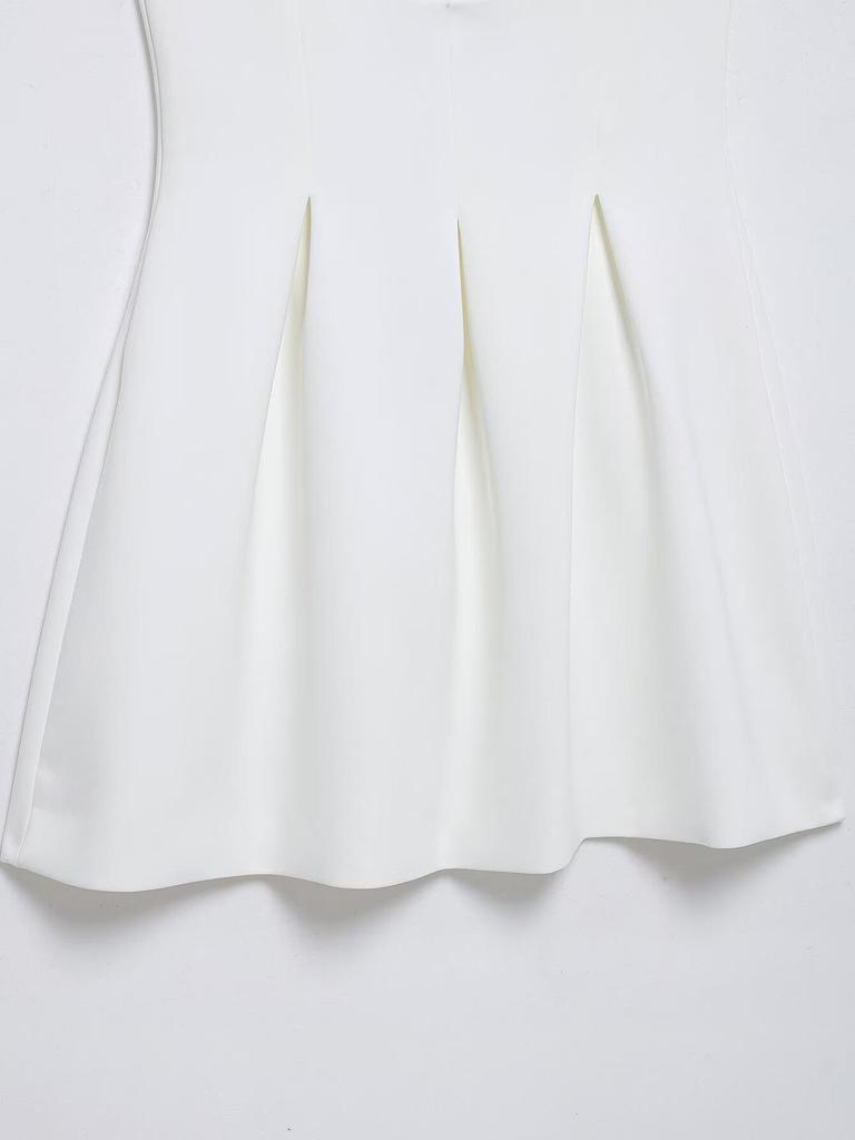 2025 Spring Women's V-Neck Slim Fit Wide Hem Suspender Dress