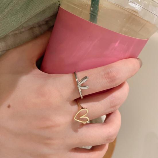 1 Set Women Ring with Greeting Card Irregular Personality Mother's Day Gift Hollow Love