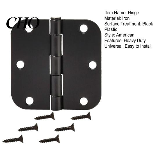 Rotatable Door Hinge 1/5Pcs Rounded Matte Black Hinges Flat Iron Bifold Residential Standard Bedroom Indoor House Hardware Essentials Accessories