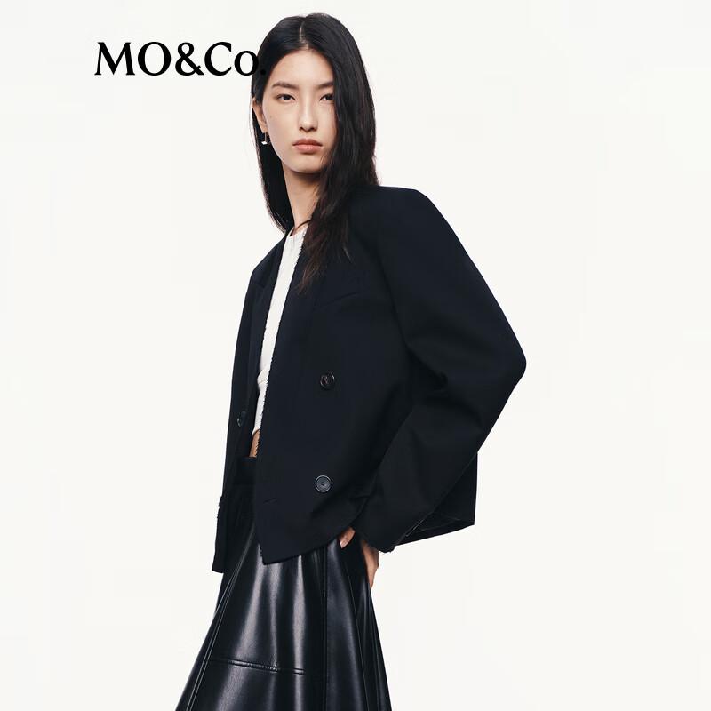 MO&Co. Women's 100% Wool Double-Breasted Blazer