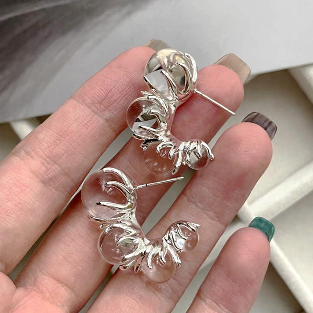 Elegant Clear Bead Earrings for Women Simple Design Lightweight and Comfortable Perfect for Daily Wear or Special Occasions