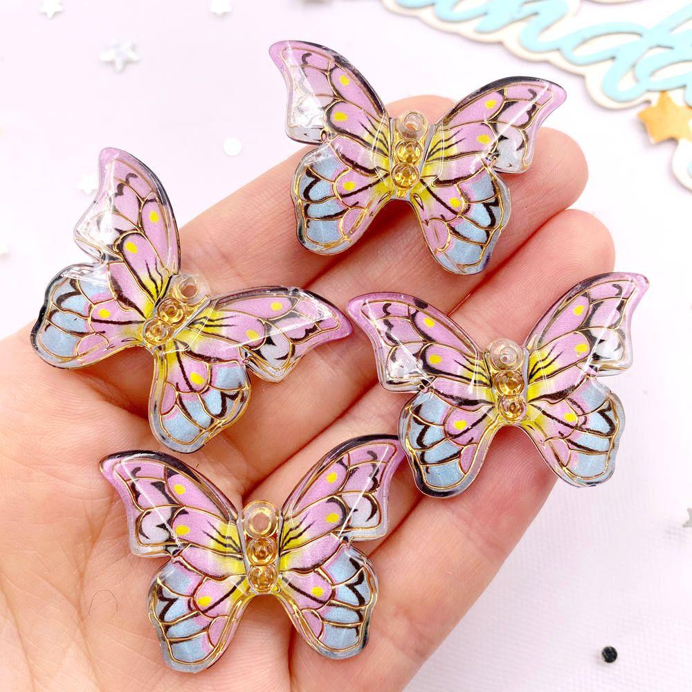 10pcs Shiny Colorful Beautiful Butterfly Figurine Flatback Rhinestone 1 Hole Bead DIY Wedding Decor Scrapbook Jewelry Crafts