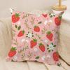 Cute Strawberry girl pink Cushion Cover Silky Short Plush Invisible Zipper Dustproof Sofa Pillow Case for Home Decor