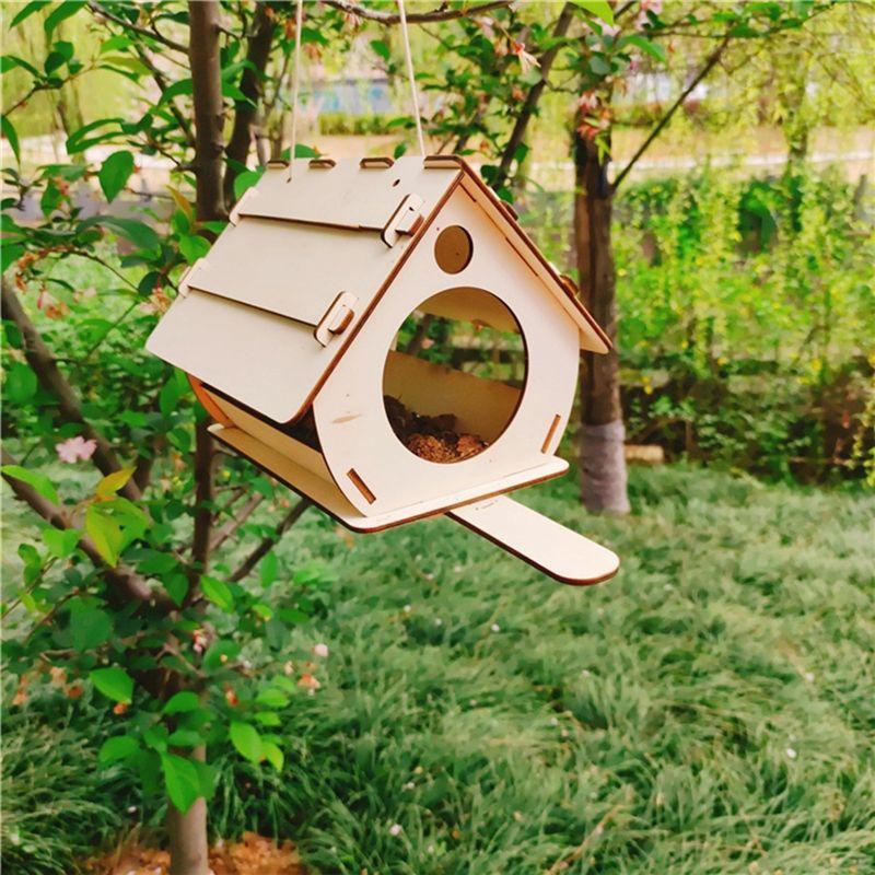 M-Modern-Hanging Bird Feeder DIY Assembled Garden Decoration Outdoor Indoor Bird Cage Garden Pendant Bird House