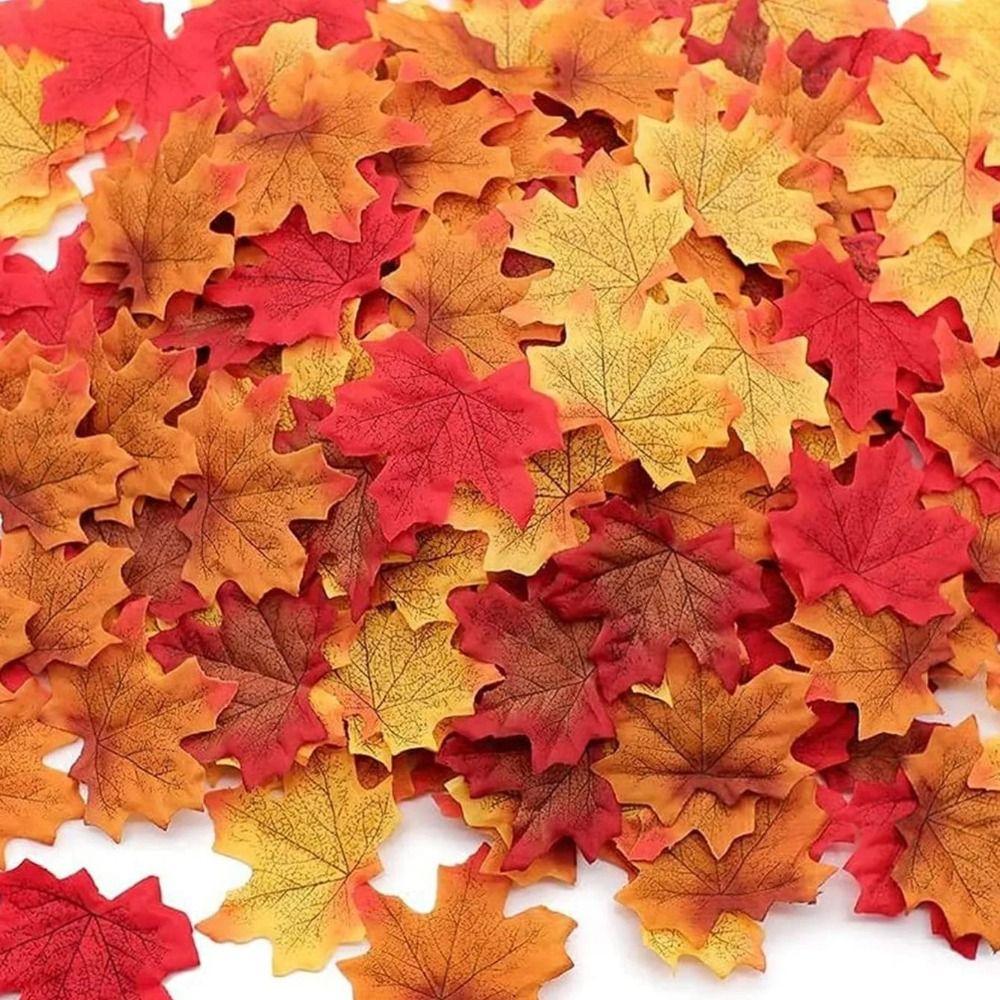 100Pcs DIY Silk Maple Leaf Party Scene Autumn Leaves Decoration Simulation Plant Leaves  Home Decor