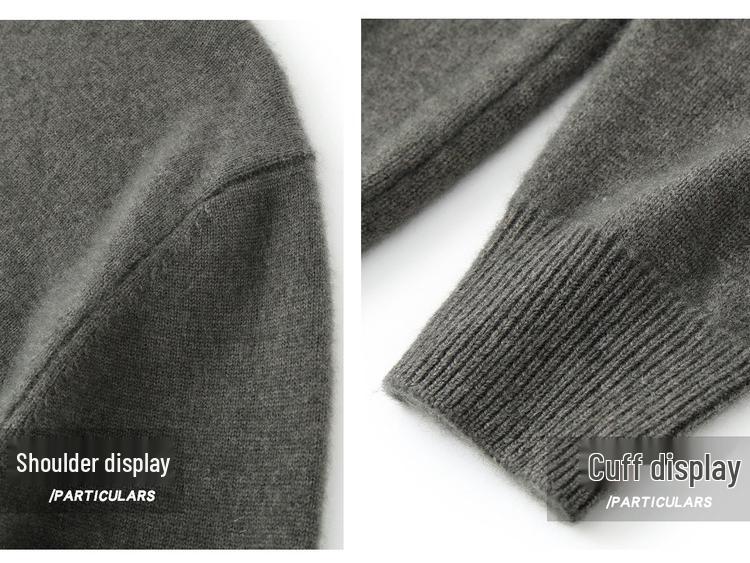 Men's Autumn Thickened Cashmere Round Neck Sweater - Light Business Style