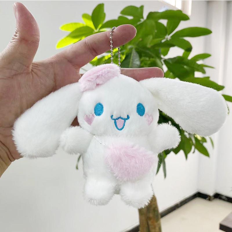 Cute Plush Kuromi Cinnamoroll Dog Keychain Doll With Soft Short Plush Material