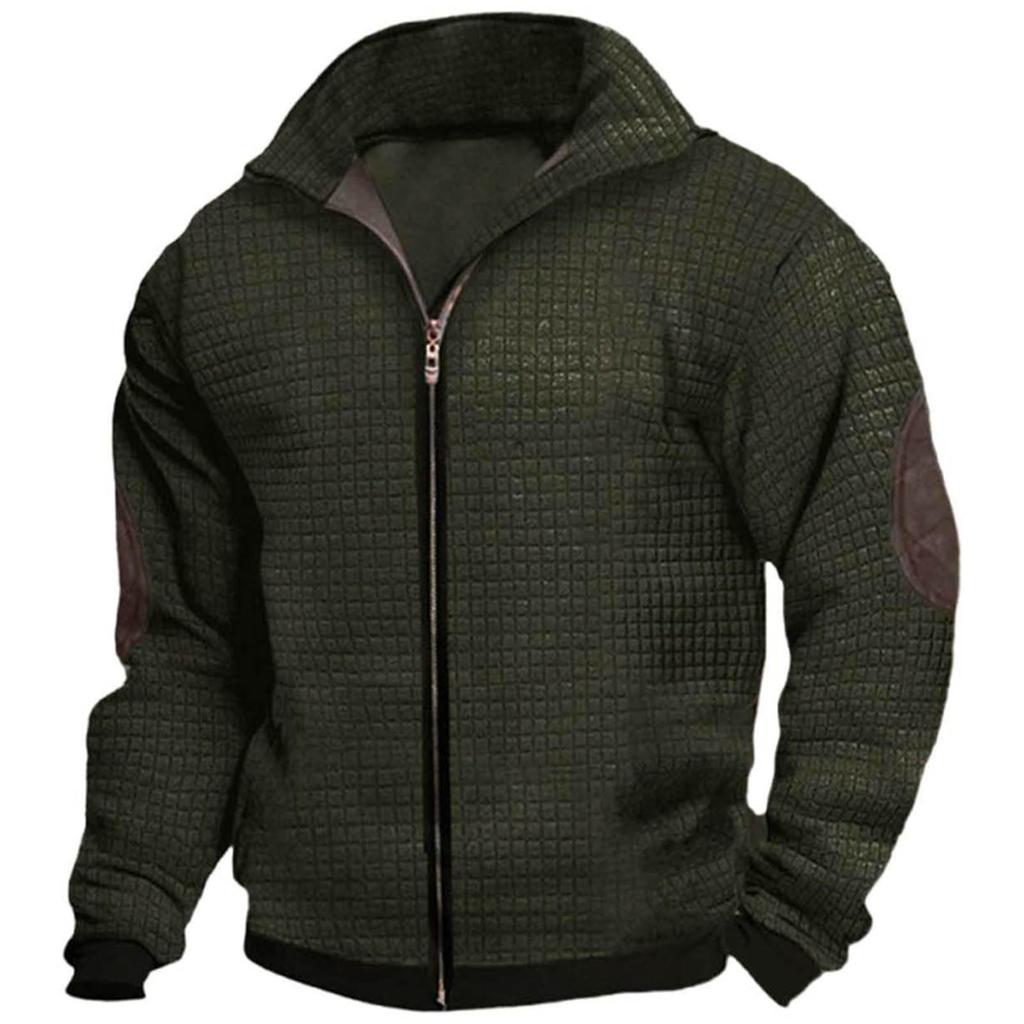 Pánská fleecová mikina s kapucí, ležérní pulovr s dlouhým rukávem na 1/4 zip