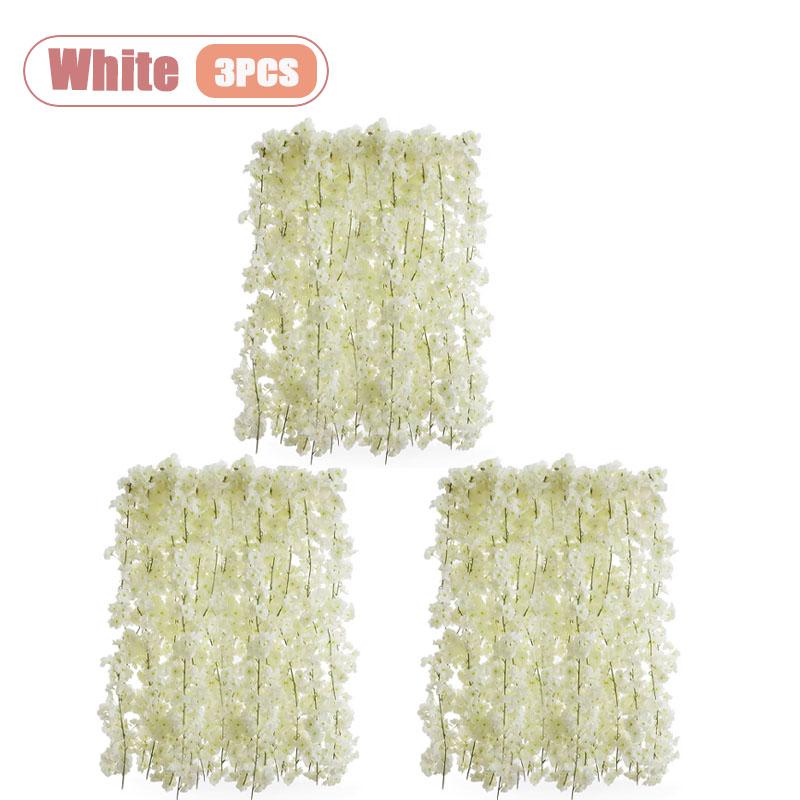 1-5PCS Faux Cherry Blossom Vine Artificial Flower Garland Ivy Decor for Cover Wrapping Wall Wedding Home Decoration