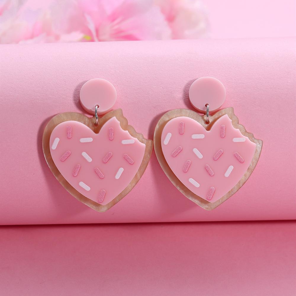 Roztomilá obálka s milostným dopisem sušenka Růžové náušnice ve tvaru srdce pro ženy Náušnice na romantickou svatbu Šperky Dárek