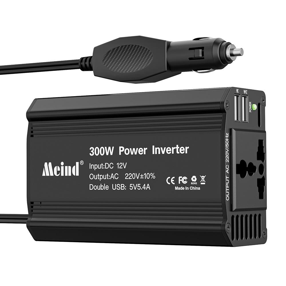 

Європейський автомобільний інвертор 300 Вт 12 В на 220 В з швидкою зарядкою QC3.0 та 5 В 2,4 А, розетка європейського стандарту