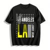 LA Line Print Casual Unisex Short Sleeve T-shirt Streetwear Pure Cotton T-shirt