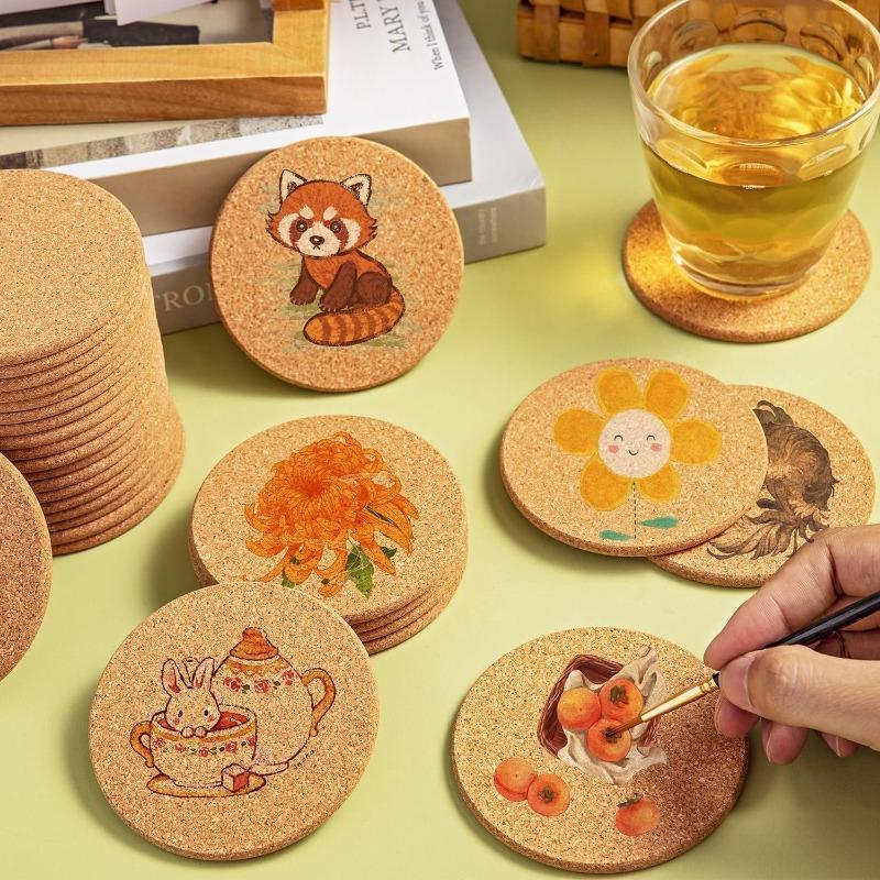 50/1PCS Natural Wooden Cup Mat Heat Insulation Pads Non-Slip Cork Coaster Tea Coffee Mug Drinks Holder DIY Table Decor Tableware