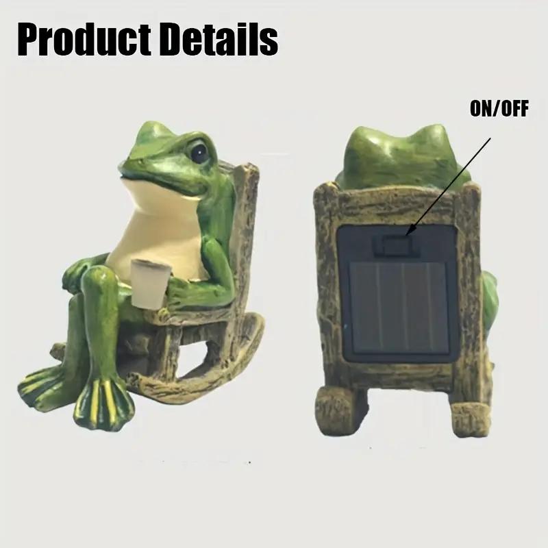 Solar-powered mini frog garden statue resin sculpture Cute Animals Suitable for indoor and outdoor decoration, perfect gift
