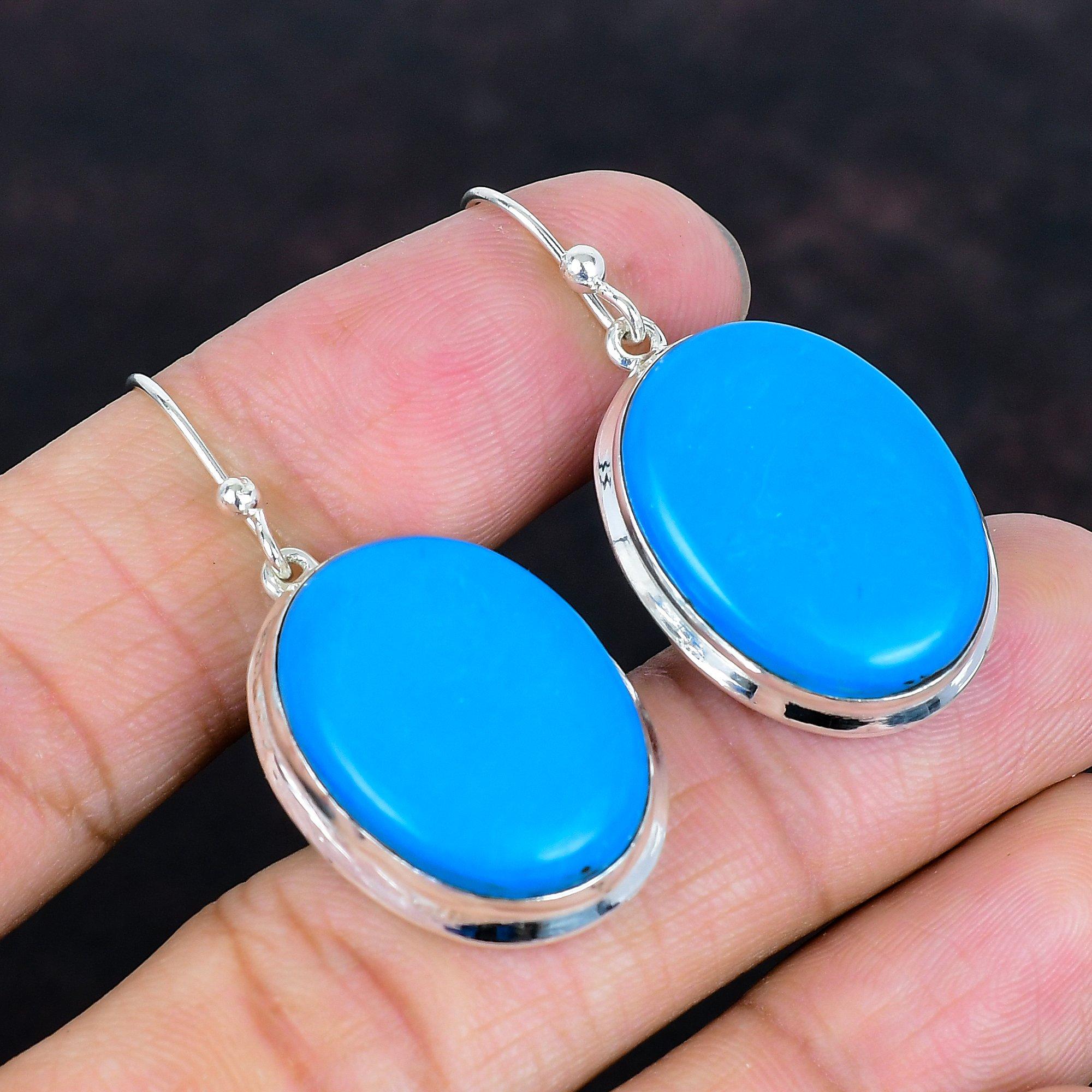 

Sleeping beauty turquoise earring 925 sterling silver earring handmade jewelry natural gemstone drop earrings elegant jewelry gifts for her