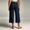 Women Casual Wide Leg Cropped Pants Elastic Waistband Drawstring Loose Fit Capri Trousers Lightweight Breathable Fabric