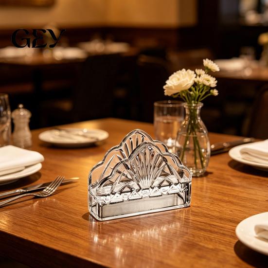 Anti-tip Paper Towel Dispenser Tissue Holder, Crystal Glass Modern Style, Durable Scratch-Resistant Napkin Holder for Restaurant Organizer,