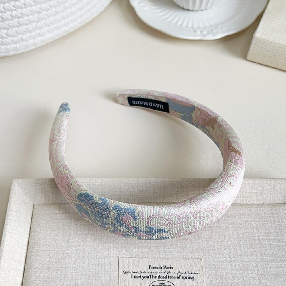 Elegant Satin Jacquard Hair Hoop Retro Exquisite Headband Chinese Embroidery Headband Girls