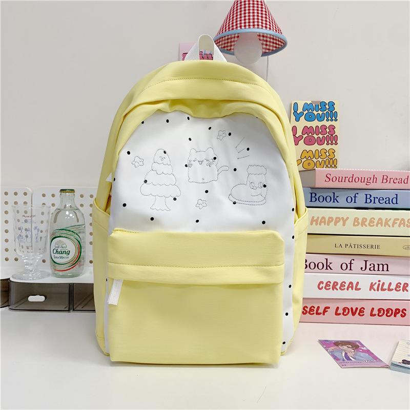 School Bag, High Value, Fresh and Cute Printed Backpack, Casual and Simple for Junior High School Students, Light and Versatile for Commuting