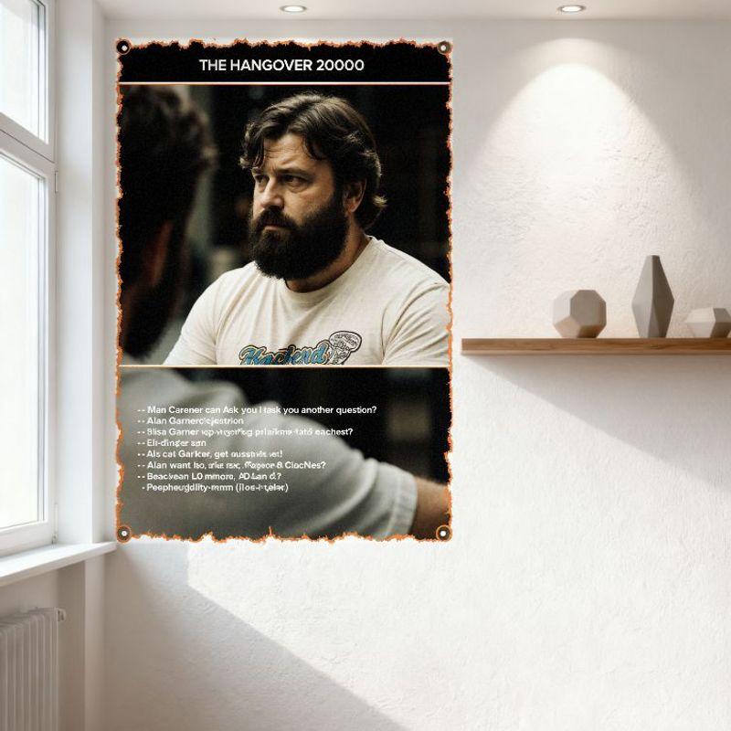 The Hangover 20000 Vintage Metal Tin Sign Retro Man Cave Decor with Bearded Man & Colorful Graphic for Bar Cafe Home Decoration