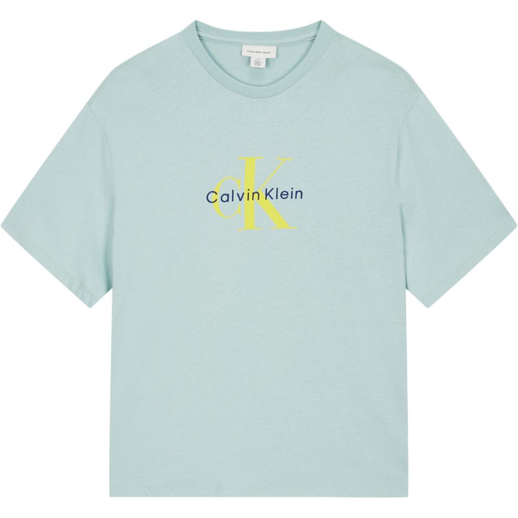 Calvin Klein Ss25 Letter Print Pattern Round Neck Short Sleeve T-Shirt Men T-Shirts Light-Blue 4RB862GPCT