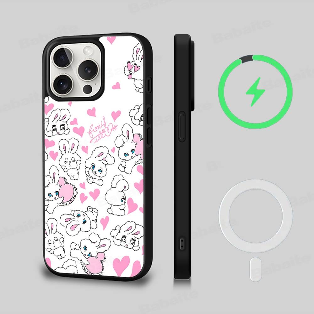 Cute Cartoon Esthers Bunny Magnetic Wireless Phone Case For IPhone 17 16 15 14 Plus 13 12 11 Pro Max