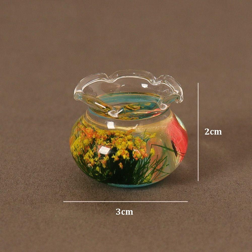 3*2cm 1/12 Fish Tank Plastic Fish Tank Bowl Dollhouse Decals  1/6 1/12 Dollhouse Decoration