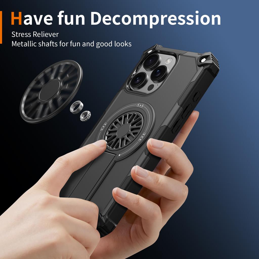 For iPhone 16 Pro Magnetic Case Kickstand TPU + PC Drop Defend Phone Cover