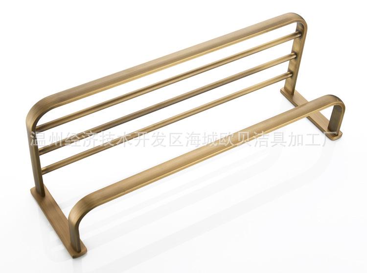 European Retro Copper Bathroom Shelf and Towel Rack in Antique Style